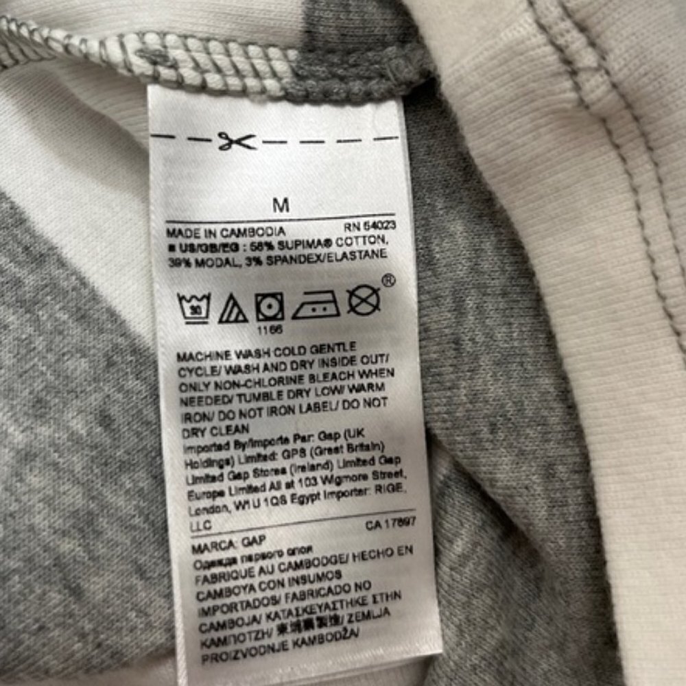 GAP Women The Modern Tee Gray & White Striped Long Sleeve Crewneck Supima Cotton - Picture 8 of 9